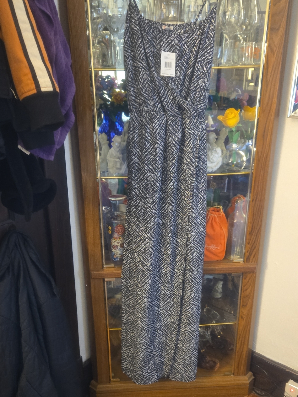 Express Black & White Geometric Midi Dress